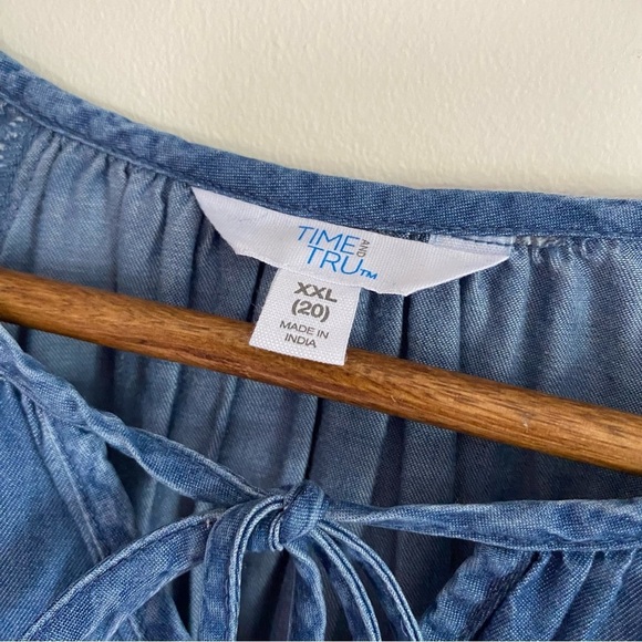 NWT XXL Chambray Peasant Blouse Cottagecore Boho Style - Picture 4 of 5